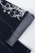 Y2K Graphic Print Slim Flare Leg Jeans