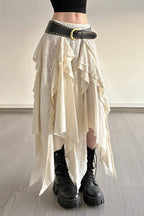 Vintage Asymmetrical Ruffle Boho Skirt
