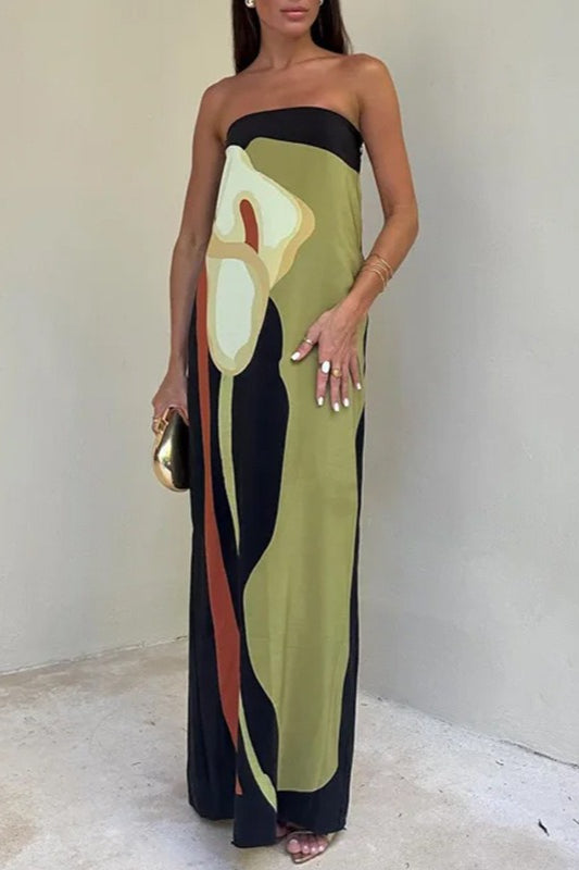 Loose Fit Printed Off Shoulder Vacation Dress Main image