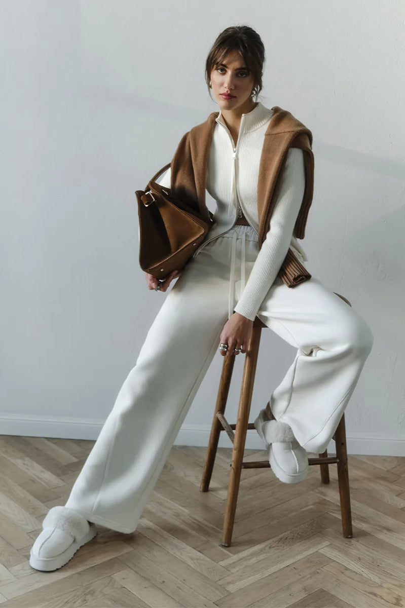 Casual Zip Front Knit Cardigan