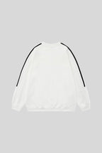 Striped Raglan Logo Oversized Crew Neck Sweatshirt