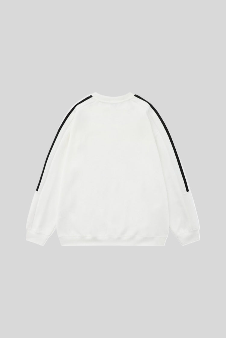 Striped Raglan Logo Oversized Crew Neck Sweatshirt