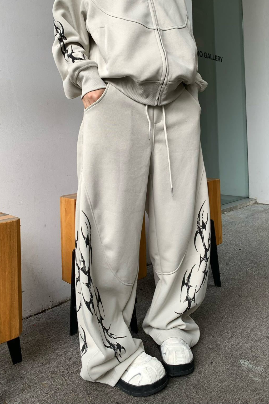Tribal Graphic Baggy Barrel Leg Sweatpants