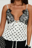 Polka Dot Lace V Neck Backless Cami