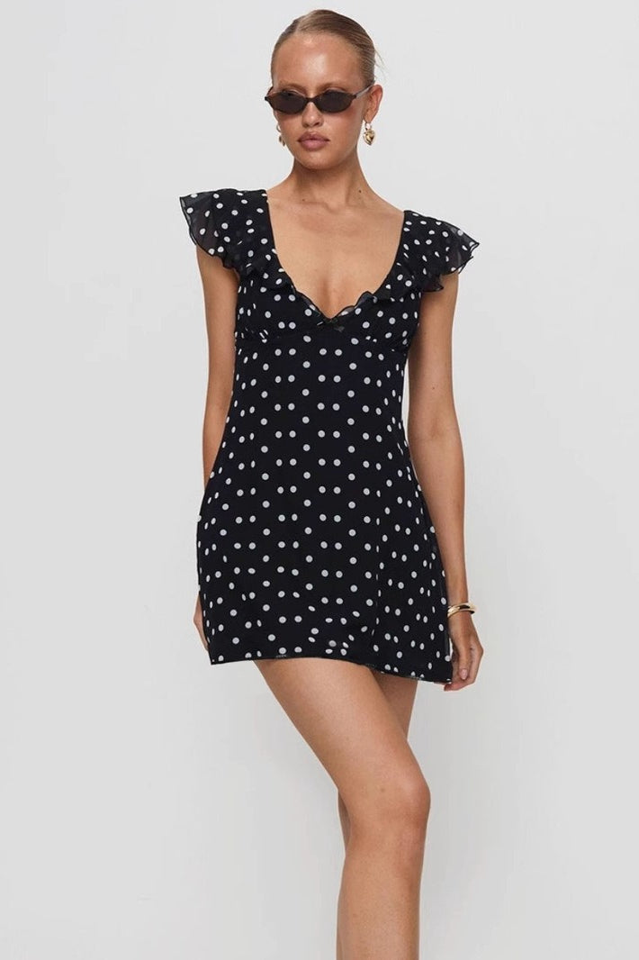 Polka Dot Mesh A-Line Mini Dress Secondary image