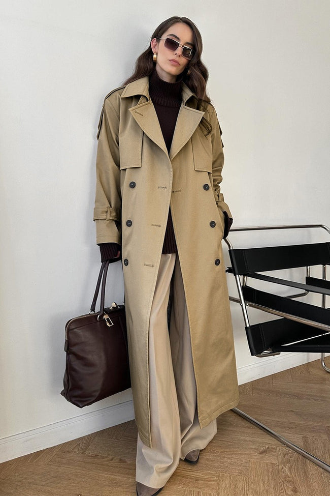 Extra Long Belted Waist Cotton Overcoat Main image