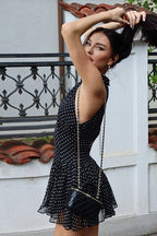 Black Polka Dot Slim Fit Mini Dress