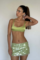 Solid Color Sequin Fitted Party Mini Skirt
