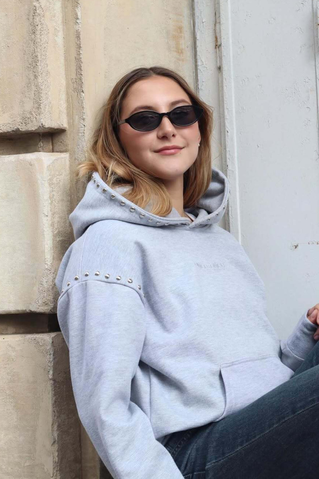 Studded Oversized Pullover Hoodie