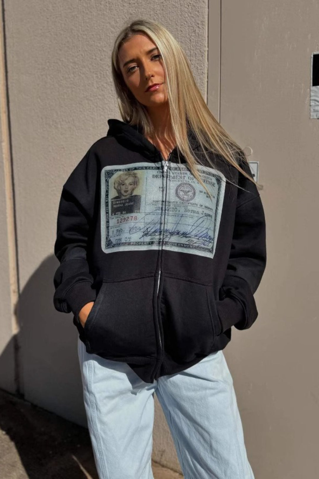 Retro Graphic Loose Fit Zip Hoodie