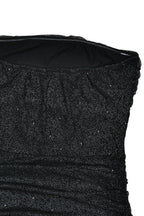 Metallic Mesh Scarf Strapless Formal Dress