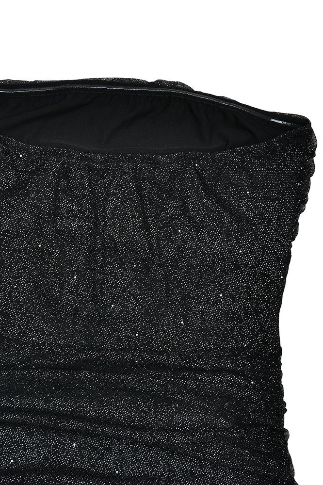 Metallic Mesh Scarf Strapless Formal Dress