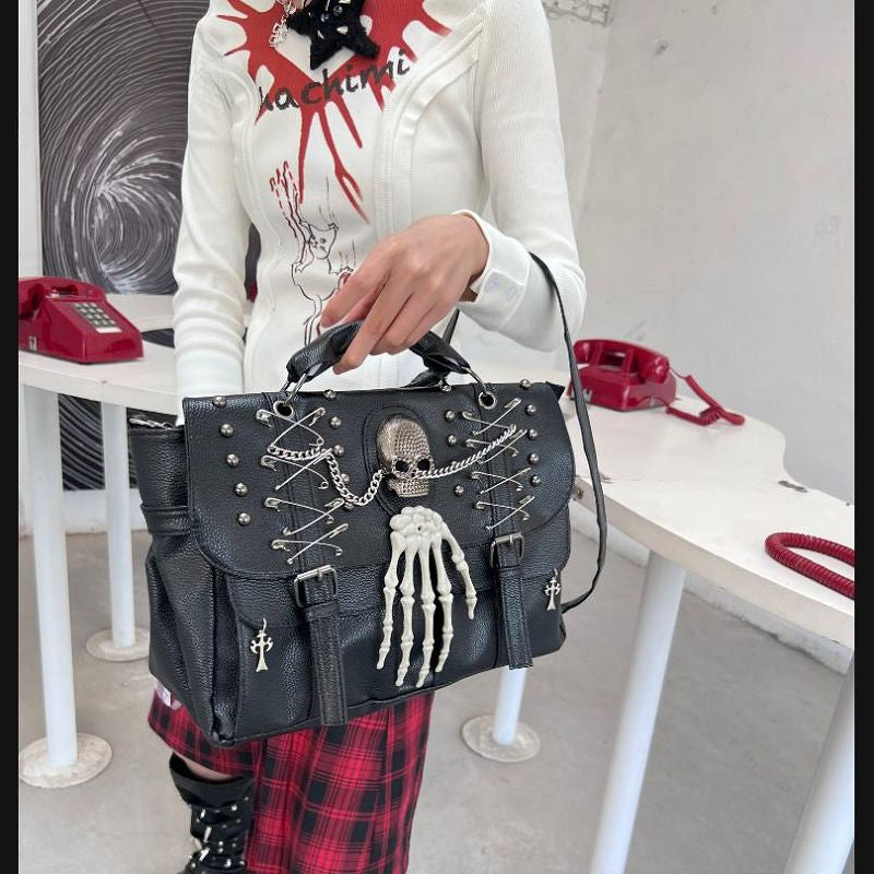 Gothic Harajuku Chain One Y2K Lolita Punk Shoulder Rivet Skull Bag