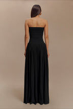 Solid Color Sleeveless Backless Ruched Corset Maxi Prom Dress