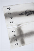 Washed Gothic Cross Wide Leg Sweatpants