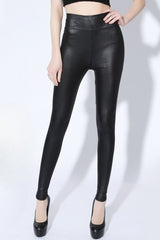 Plus Size Faux Leather High-Rise Stretch Leggings
