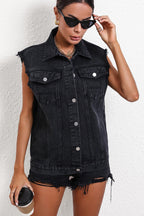 Denim Utility Vest Inspired Relaxed Tank Top