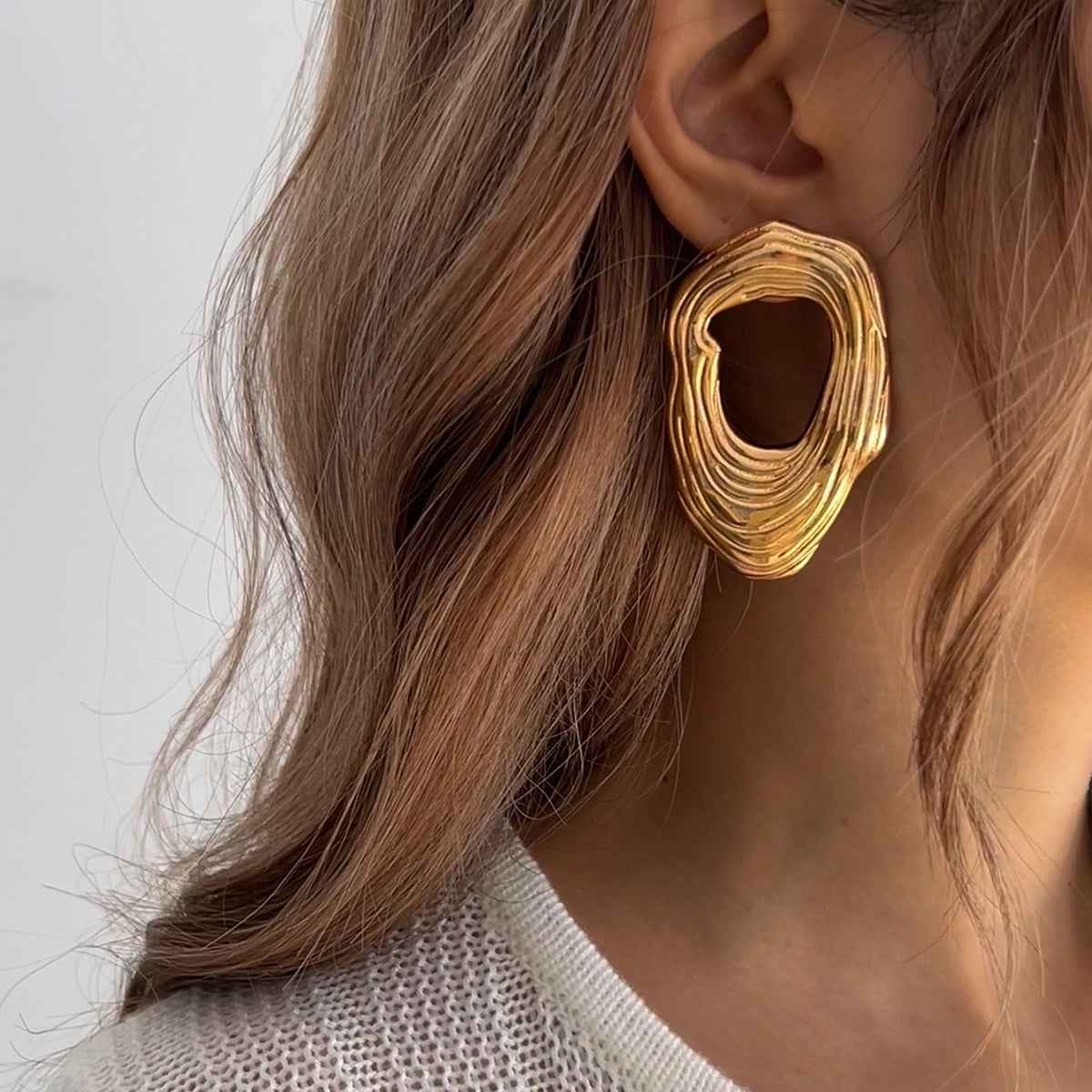 Liquid Irregular Ruched Flower Earrings Secondary image
