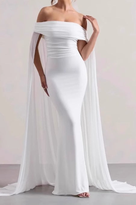 Strapless Cape Long Formal Dress Main image