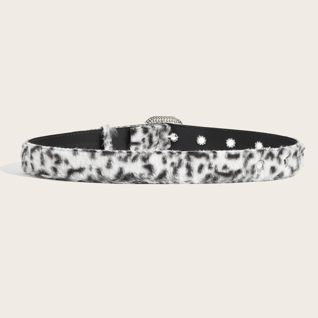 Leopard Soft Fabric Faux Fur Wide Belt