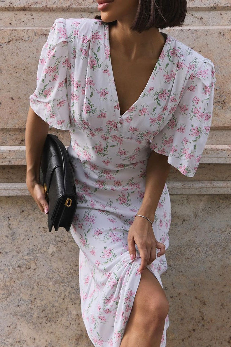 V Neck Short Sleeve Maxi Floral Dress Secondary image