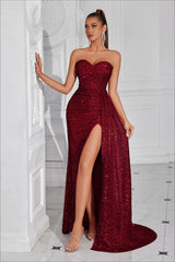 Strapless Split Maxi Party Dress