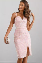 Sequin Spaghetti Strap Midi Dress