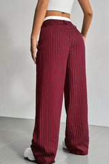 Patchwork Stripe High Waist Straight Pants