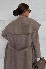 Wrap Notch Collar Cape Wool Blend Overcoat