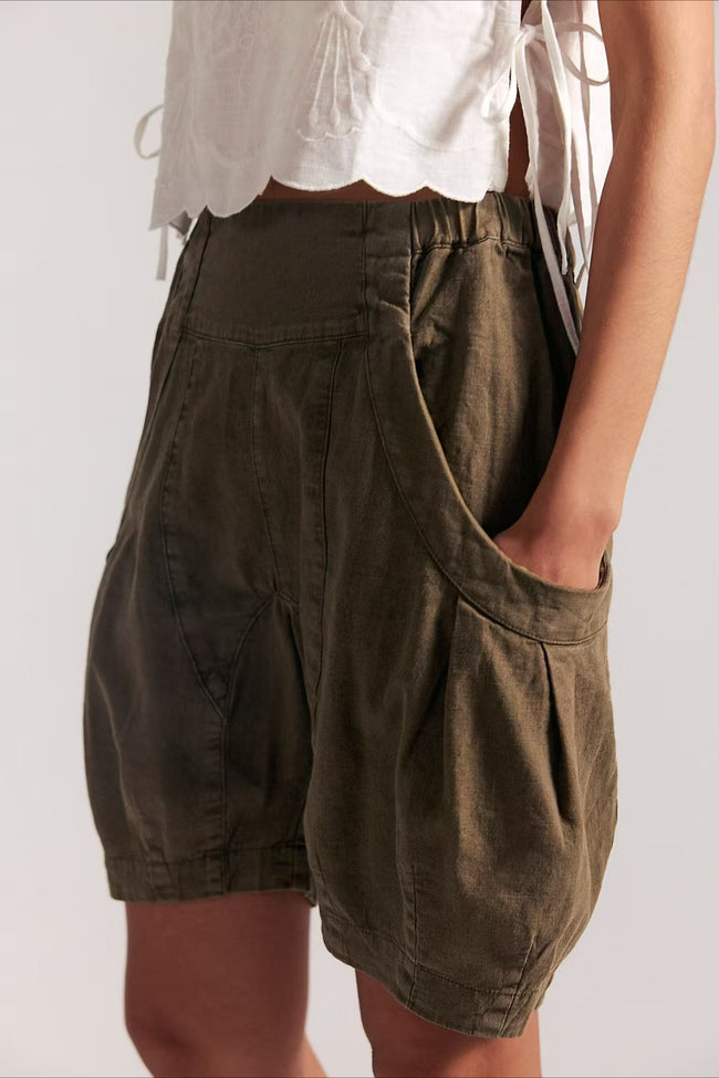 High Waist Utility Wide Leg Loose Fit Shorts Main image