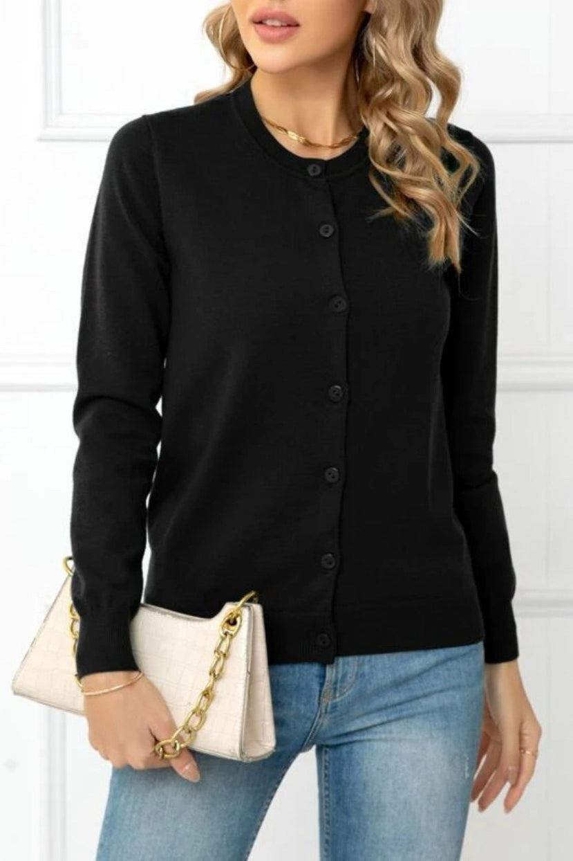 Solid Color Knit Cardigan S / Black Main image
