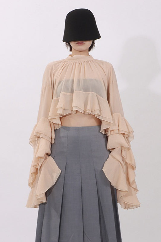 Elegant Ruffle Inserted Drop Shoulder Blouse Secondary image