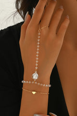 Minimalist Heart Pendant Finger Bracelet