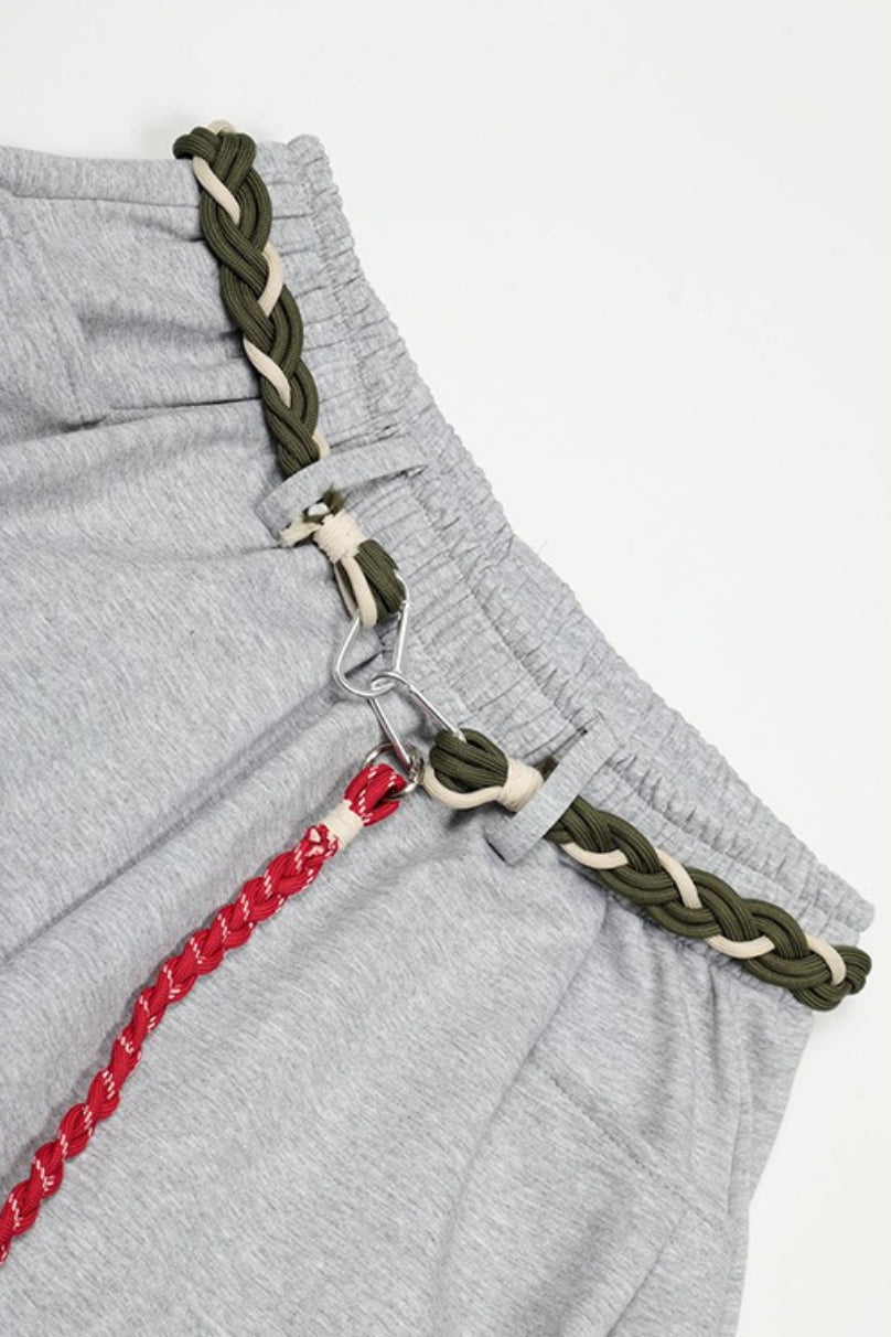Rope Belt Minimal Wide Leg Sweatpants