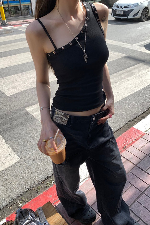 One Shoulder Sling Slinky Chic Crop Top Secondary image