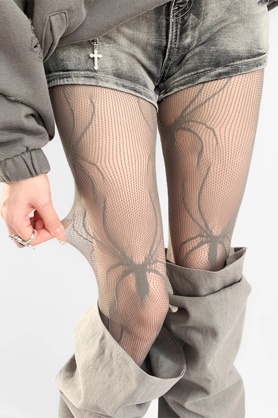 Gothic Spider Pattern Hollow Out Tights Secondary image