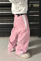 Vintage Washed Patchwork Wide Leg Trendy Jeans