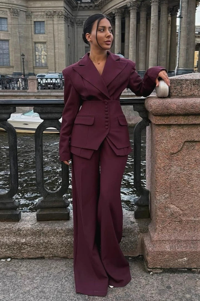 Casual V Neck Two Piece Blazer Pants Set Main image