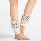 Leopard Print Feather Yarn Boot Cuffs