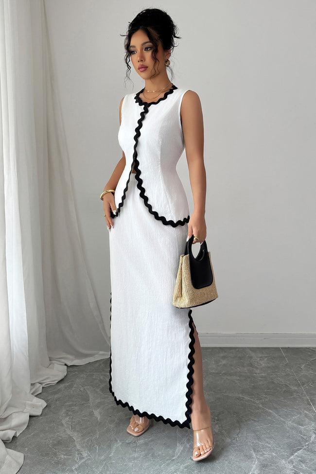 Romantic Lace Trim Vest High Waist Skirt Set Main image