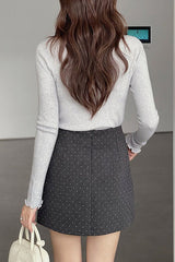 Polka Dot Wool A-Line Skirt