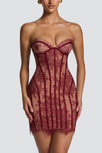 Strapless Lace Corset Mini Cocktail Dress