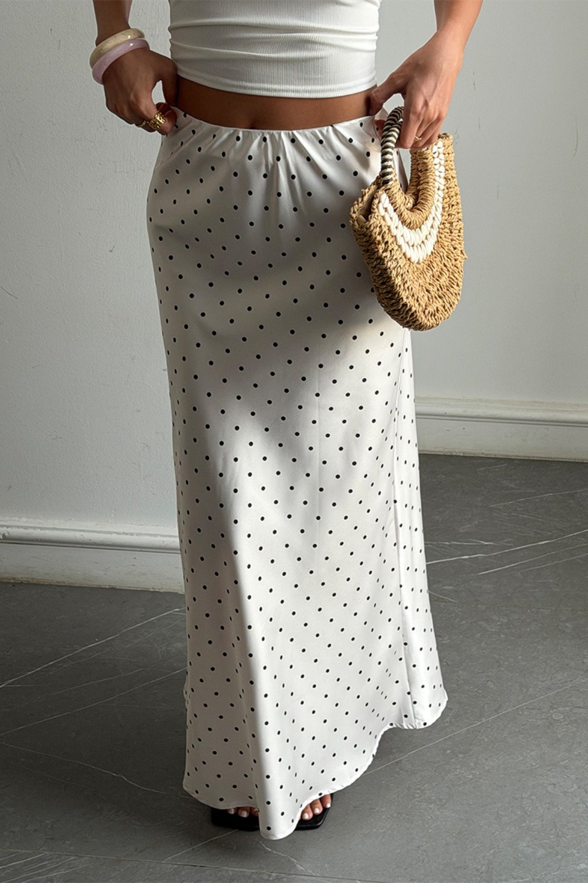 Polka Dot Satin High Waist Skirt Secondary image