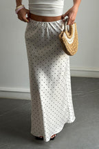 Polka Dot Satin High Waist Skirt