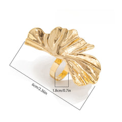 3D Ginkgo Leaf Sculpted Metal Knuckle Ring