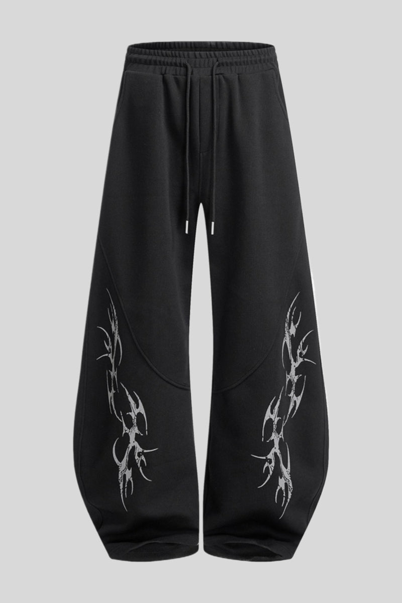 Tribal Graphic Baggy Barrel Leg Sweatpants