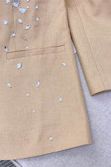 Champagne Mirror Sequin Long Sleeve Blazer