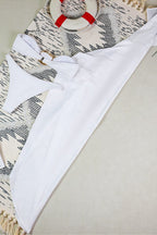 White Ruched High Slit Three Piece Swim Set