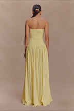 Solid Color Sleeveless Backless Ruched Corset Maxi Prom Dress