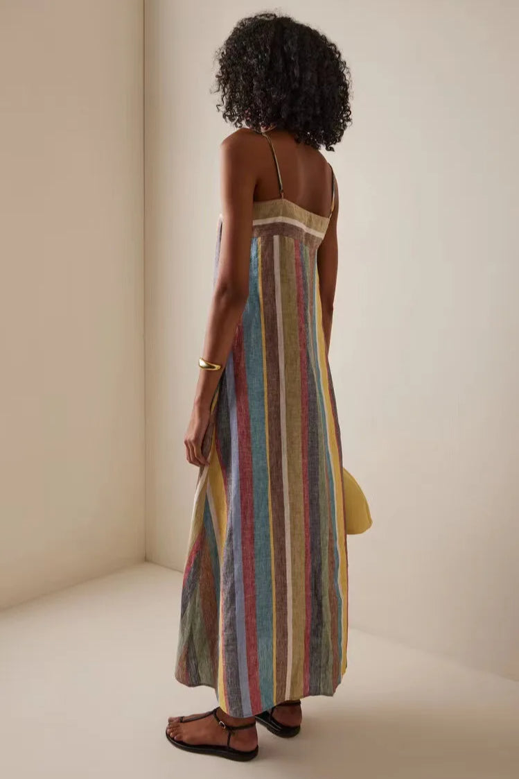 Striped Printed Strap Boho Dress Secondary image